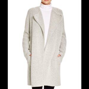 New Theory Nyma wool textured boucle open front long line boxy car jacket coat